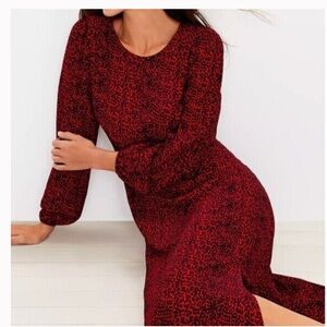New LOFT Red Leopard Women's Dress